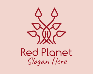 Red Symmetrical Vines logo design