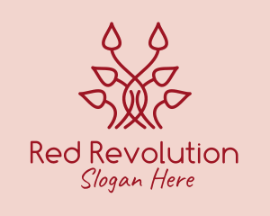 Red Symmetrical Vines logo design