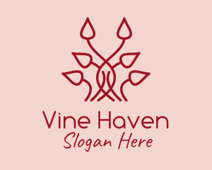 Red Symmetrical Vines logo design