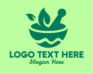 Food Service - Leaf Mortar & Pestle logo design