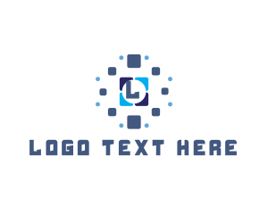 Blue Square - Tile Tech Pixel logo design