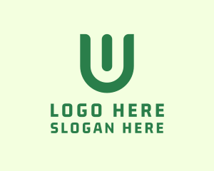 Power - Green Organic Letter U logo design