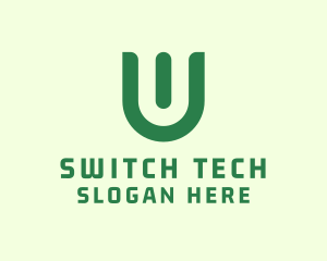 Switch - Green Organic Letter U logo design