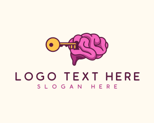 Unlock - Brain Key Key logo design