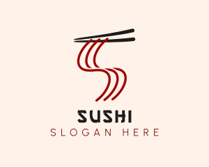 Chopsticks Noodles Letter S logo design