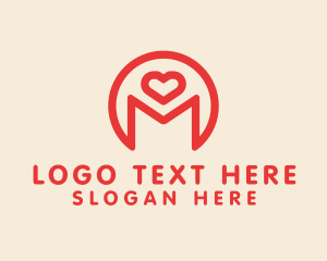Monoline Heart Letter M Logo