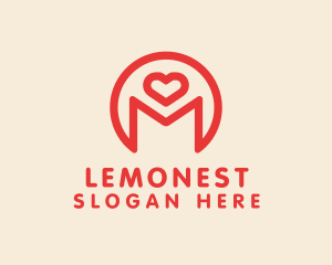 Homemade - Monoline Heart Letter M logo design