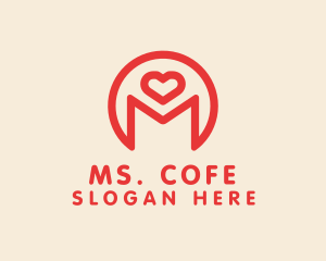 Monoline Heart Letter M logo design