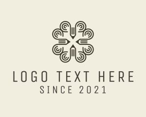 Author - Writing Pencil Cross logo design