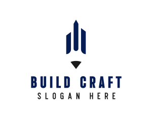 Writing Pencil Building  logo design