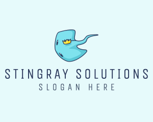 Stingray - Aquatic Stingray Crown logo design