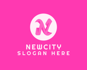 Pink Fashion Letter N logo design