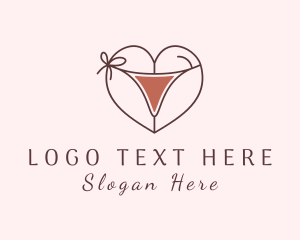 Naughty - Heart Bikini Underwear logo design
