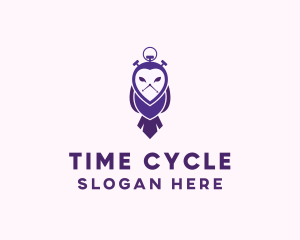 Owl Stopwatch Time logo design