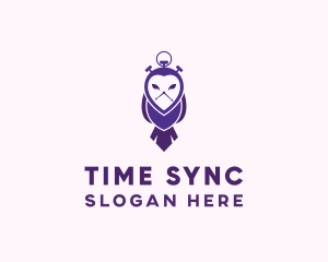 Owl Stopwatch Time logo design