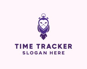 Owl Stopwatch Time logo design