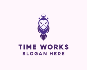 Time - Owl Stopwatch Time logo design