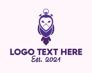 Stopwatch - Purple Owl Stopwatch logo design