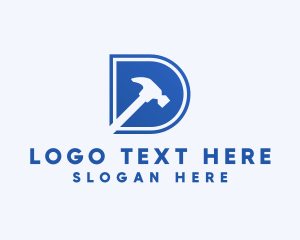 Sledge Hammer - Construction Hammer Builder Letter D logo design
