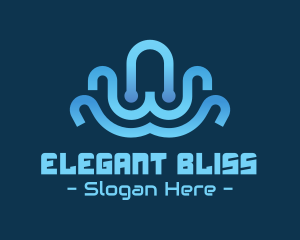 Streamer - Circuit Blue Octopus Tech logo design