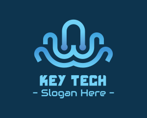 Circuit Blue Octopus Tech logo design