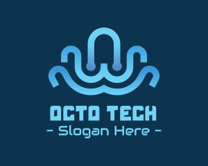 Circuit Blue Octopus Tech logo design