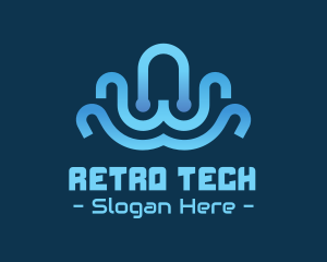 Circuit Blue Octopus Tech logo design