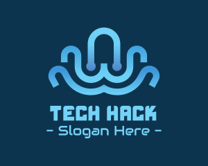 Circuit Blue Octopus Tech logo design