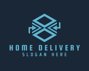 Blue Arrow Box logo design