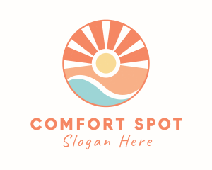 Seashore Beach Sunset logo design