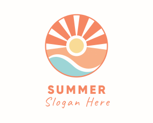 Seashore Beach Sunset logo design