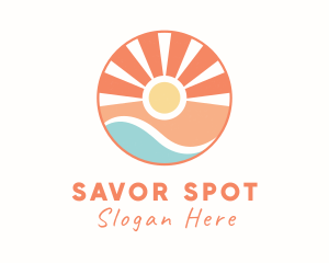 Seashore Beach Sunset logo design