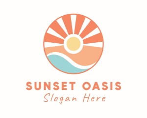 Seashore Beach Sunset logo design