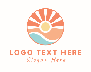 Swimming - Seashore Beach Sunset logo design