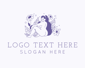 Adult Entertainer - Violet Floral Sexy Woman logo design