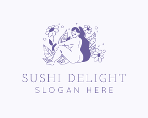 Violet Floral Sexy Woman logo design