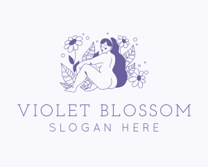 Violet Floral Sexy Woman logo design