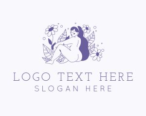 Bikini - Violet Floral Sexy Woman logo design