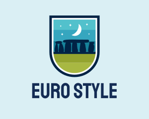 Blue Stonehenge Shield logo design