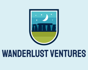 Traveller - Blue Stonehenge Shield logo design