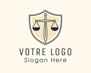 Safety - Justice Scale Shield logo design