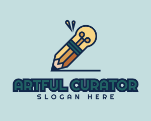 Creative Pencil Light Bulb logo design