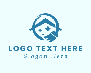 Blue - Clean House Broom logo design