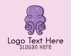 Aquarium - Purple Scribble Octopus logo design