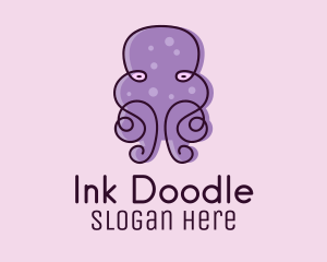 Scribble - Purple Scribble Octopus logo design