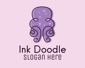 Purple Scribble Octopus  logo design