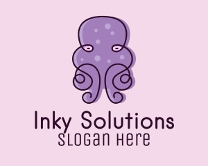 Purple Scribble Octopus  logo design