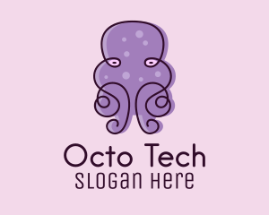 Purple Scribble Octopus  logo design