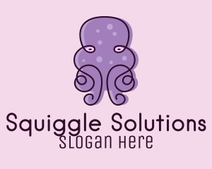 Purple Scribble Octopus  logo design