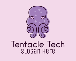 Purple Scribble Octopus  logo design